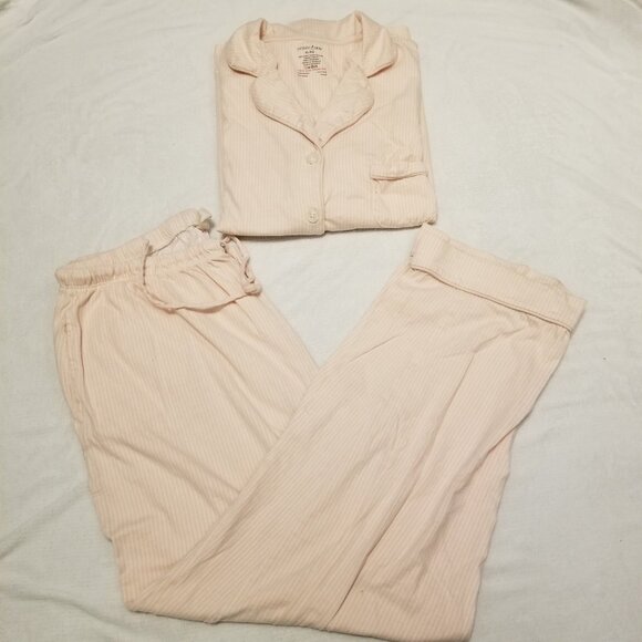 Pink 100% Organic Cotton Striped Pajamas PJ's 2 Piece Set X-Large Poppy & Clay - Picture 4 of 14